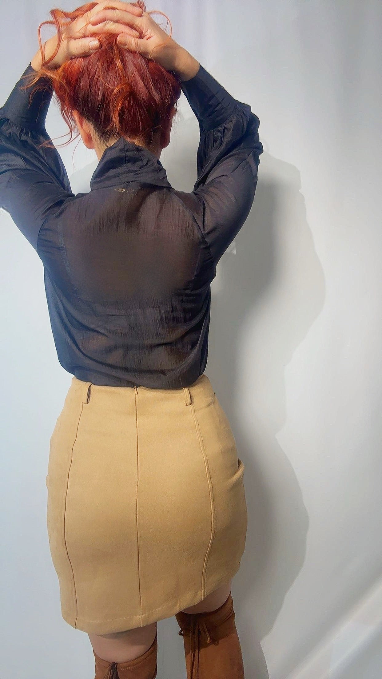 Блузка с бантом из вуали (черная)