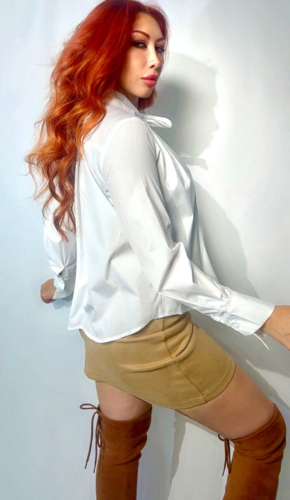 Блузка с бантом из вуали (белая)