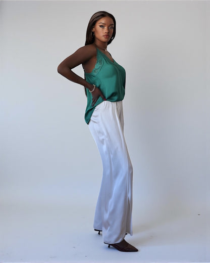 Брюки палаццо с разрезом по ноге светло-черного цвета