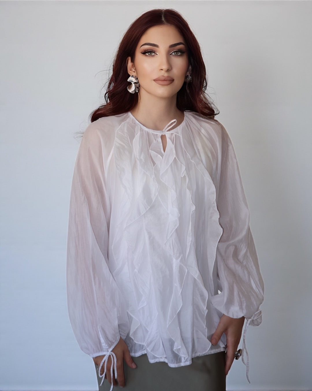 Ruffle Blouse (White)