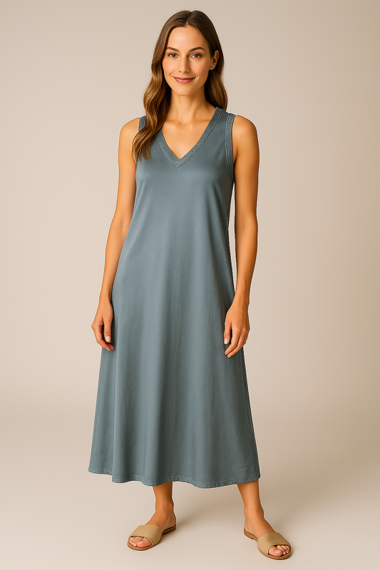 Robe longue souple Siena V bleu menthe