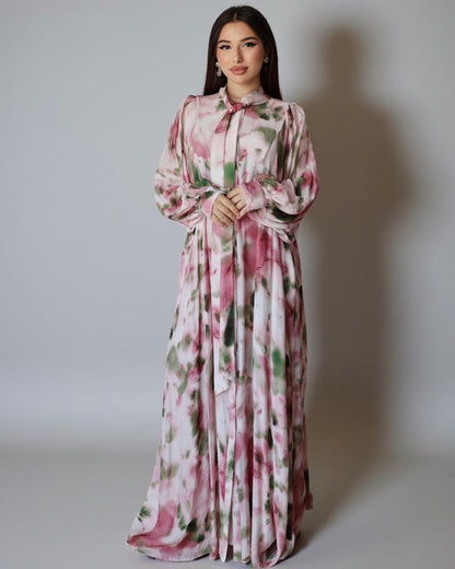 Платье с мягкими лентами (розовое)