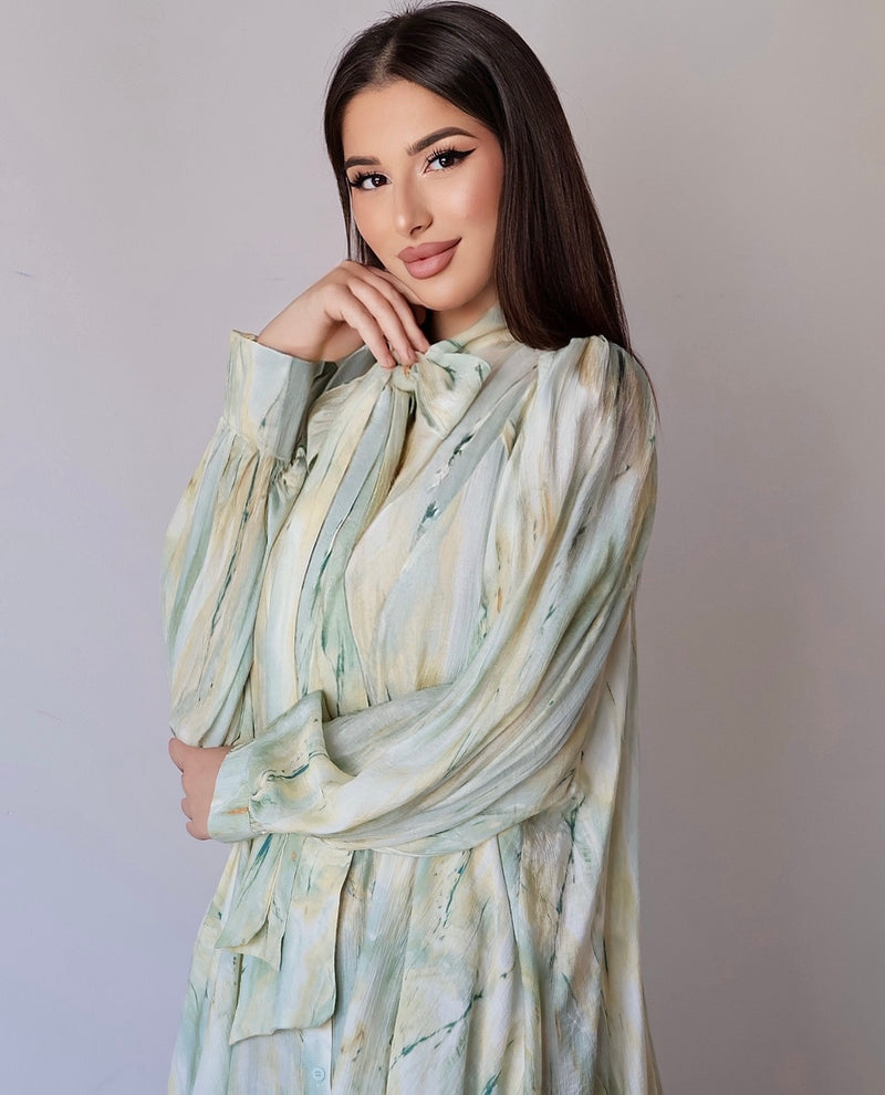 Soft Ribbons Dress Green