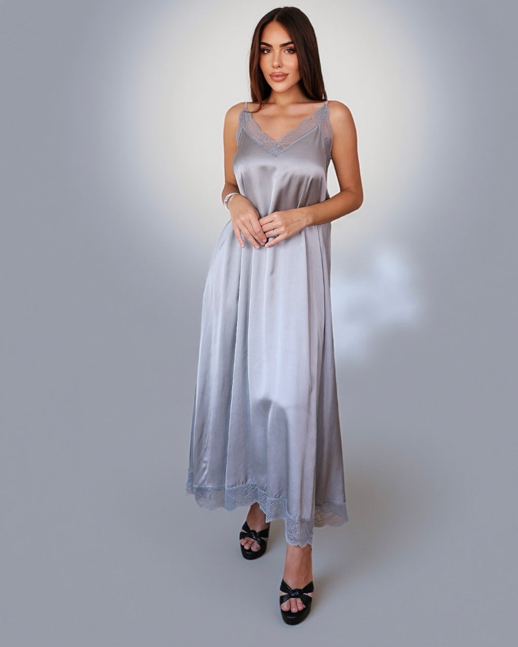 Maxi Lace Dress Silver