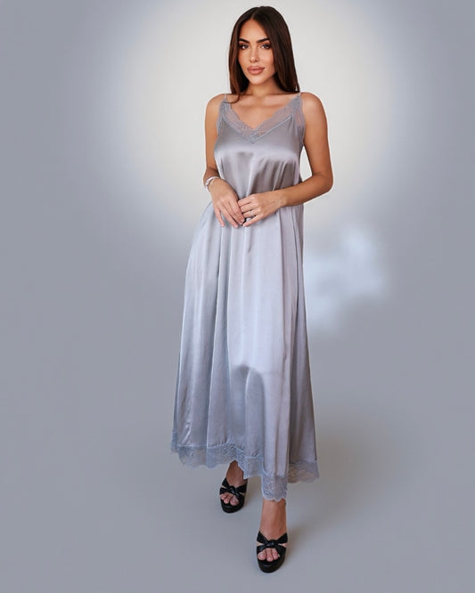 Maxi Lace Dress Silver