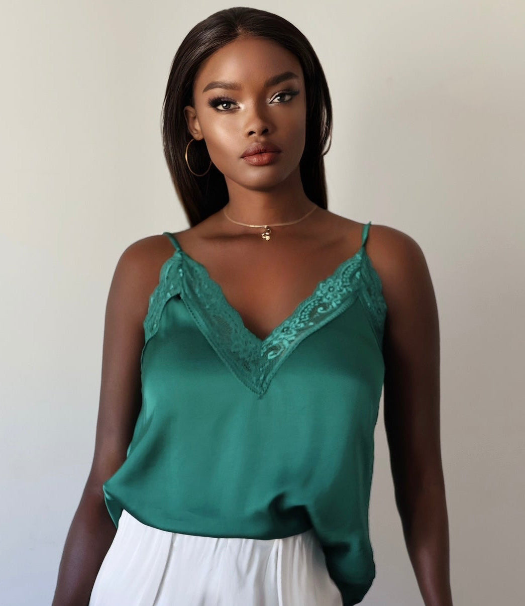 Luxury Lace Tank Top (Deep Emerald)