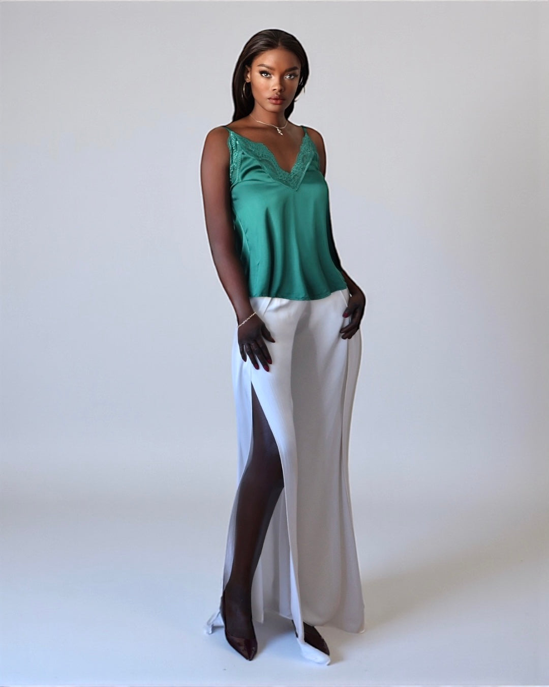 Luxury Lace Tank Top (Deep Emerald)