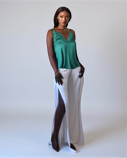 Luxury Lace Tank Top (Deep Emerald)