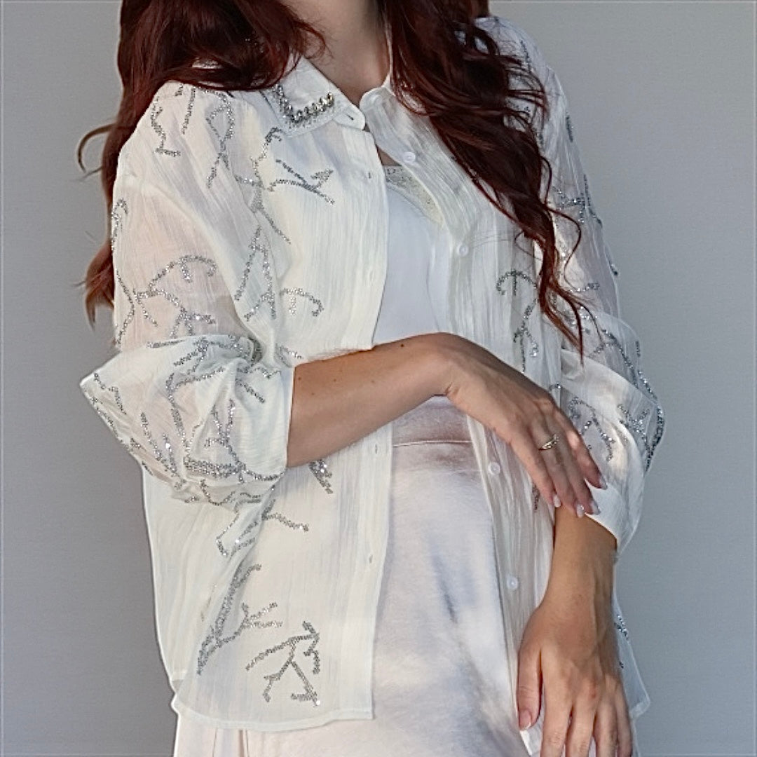 Shirt with Gem Collar