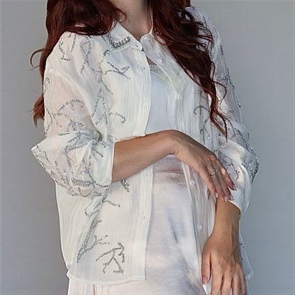 Shirt with Gem Collar