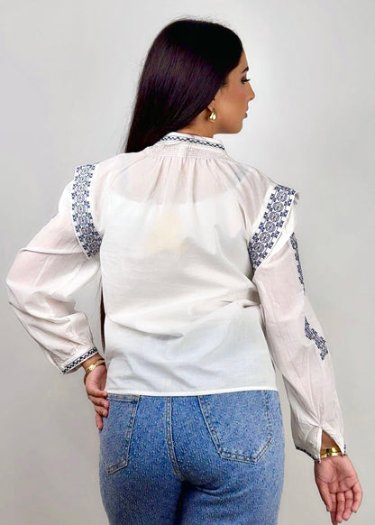 Myra – Embroidered Shirt with Ethnic Touch