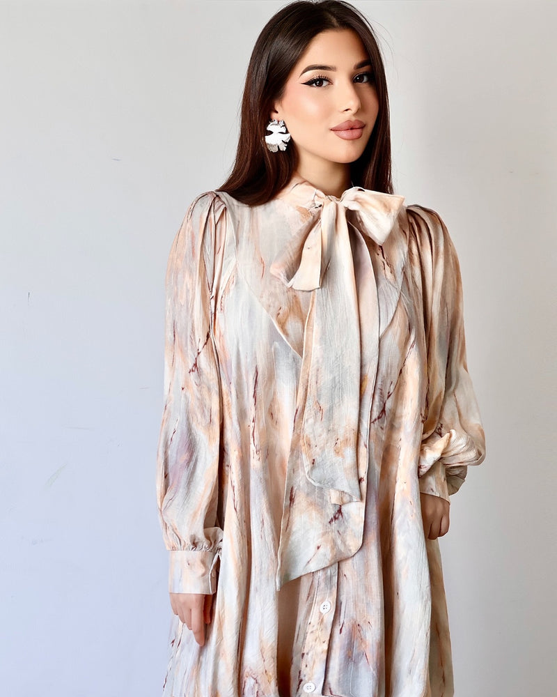 Soft Ribbons Dress (Beige)