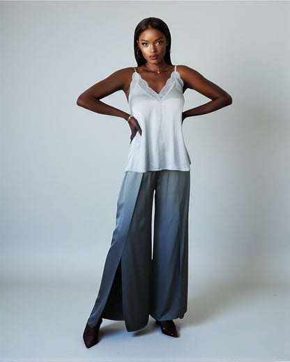 Luxury Lace Tank Top (Metalic Silver)