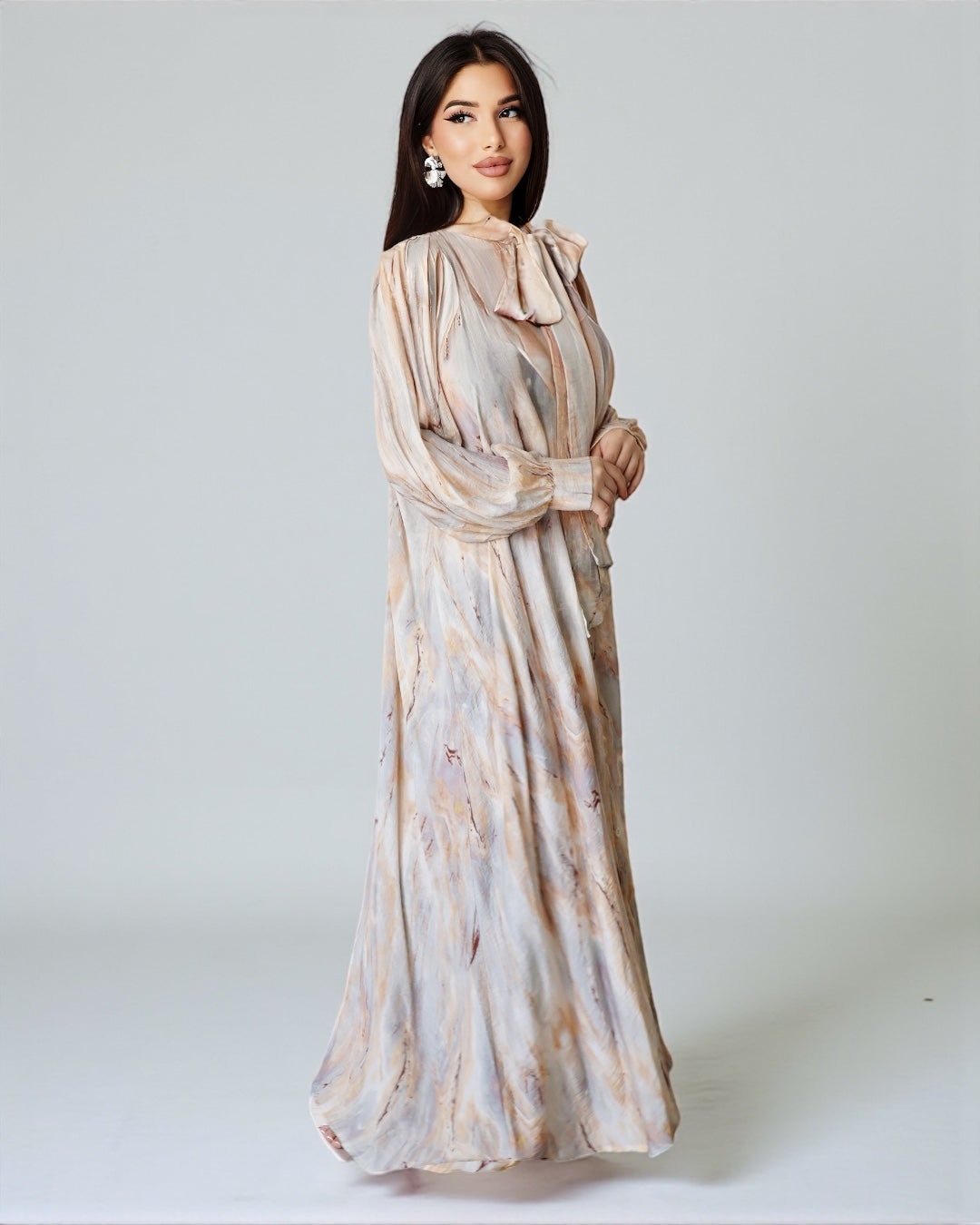 Платье с мягкими лентами (бежевое)