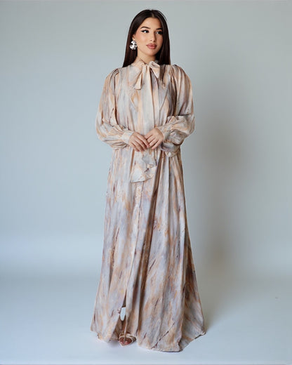 Платье с мягкими лентами (бежевое)