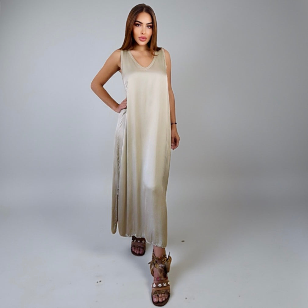 Siena Soft Maxi Dress V Dark Gold