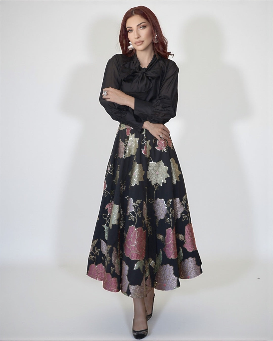 Voile-Bow Blouse (Black)