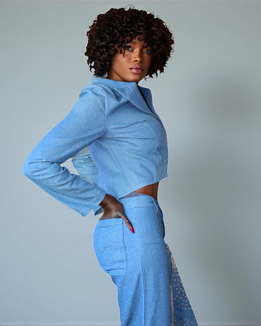 Jeans Decorated With Rhinestones