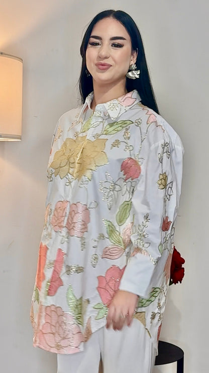 Zahara – Рубашка с пайетками и вышивкой (большой размер)