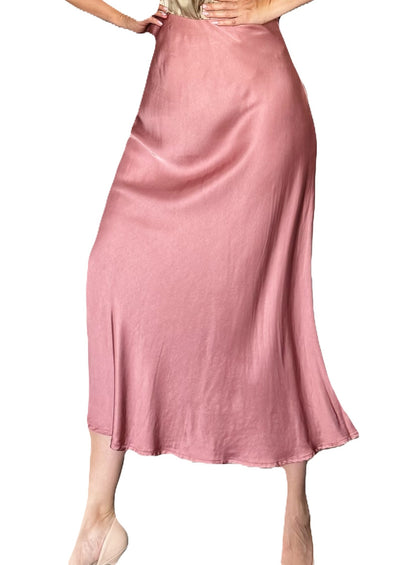 Jupe élégante à la brillance soyeuse (rose poudré)