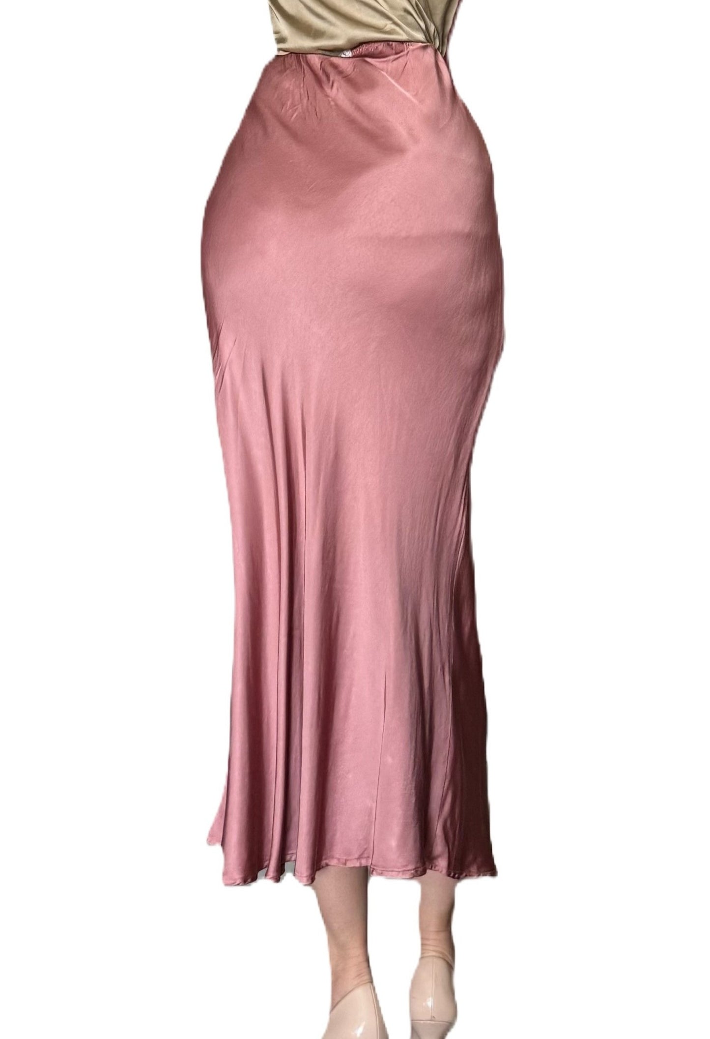 Jupe élégante à la brillance soyeuse (rose poudré)
